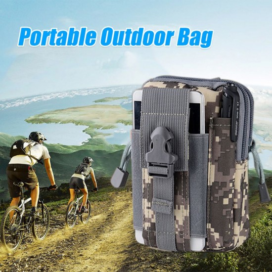 Black Portable Outdoor Tactical Pocket Bag Mobile Phone Waist Bag Wearing Belt Running Multi-functional Bag for Camping Hiking Fishing