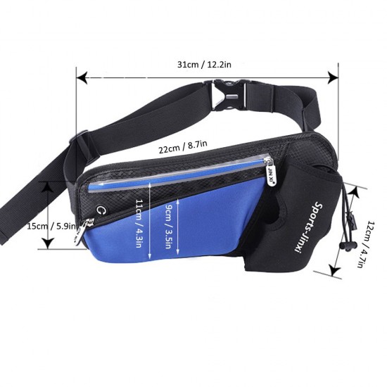 Unisex Waist Bag Waterproof Large Capacity Adjustable Strap Zipper Reflective Stripe Climbing Hiking Sports Bag Waist Pack