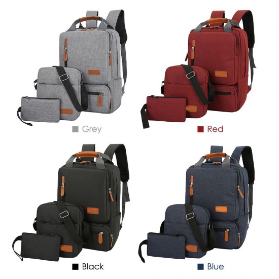 3pcs Backpack Set Women Men Laptop Backpack Shoulder Bag Small Pocket for Travel School Business Work College Fits Up to 14.5inches