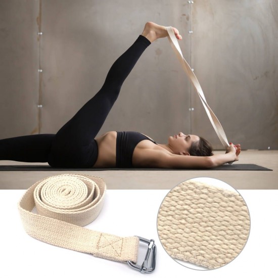 10ft Yoga Stretching Strap Cotton Exercise Strap Fitness Physical Therapy Strap with Metal Ring