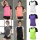 Women Workout T-shirt Raglan Short Sleeves Splicing O Neck Quick Dry Running Performance Exercise Gym Baselayer Sport Shirts Casual Tops