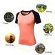 Women Workout T-shirt Raglan Short Sleeves Splicing O Neck Quick Dry Running Performance Exercise Gym Baselayer Sport Shirts Casual Tops