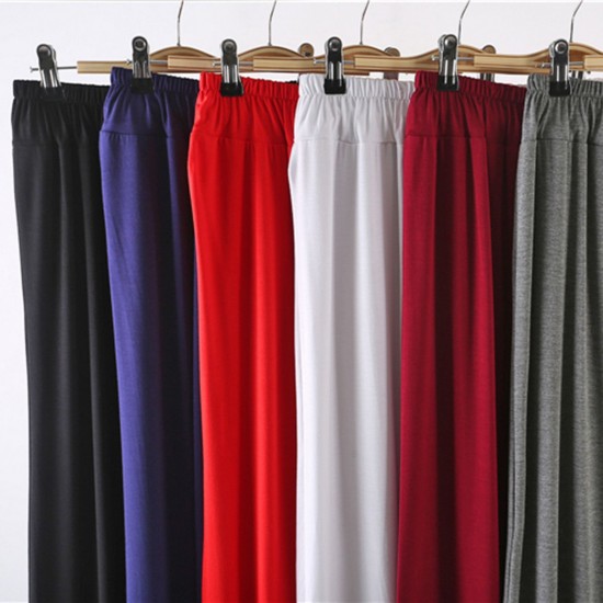 Women Wide Leg Pants Drawstring Loose Flare Dance Pants Female Trousers Yoga Workout Beach