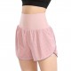 Women 2-in-1 Yoga Shorts High Waist Wide Waistband Breathable Fabric Running Dancing Fitness Sports Shorts