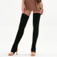 Women Yoga Stockings Open Heel Ribbed Knit Thigh High Leg Warmers for Ballet Dancing Lounging