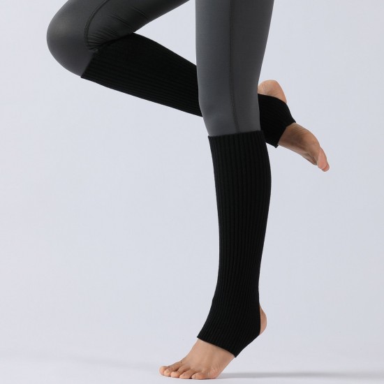 Women Stockings Open Heel Knee High Leg Warmers Ribbed Knit for Yoga Ballet Dancing Lounging