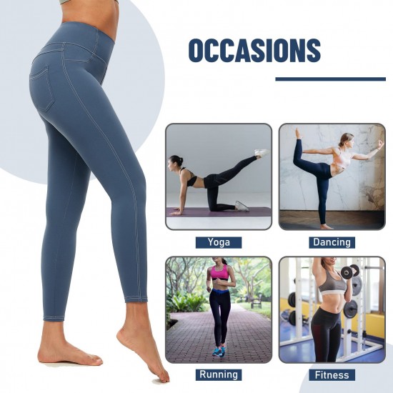 Women Leggings High Waist Back Pocket Quick-dry Moisture-wicking Tight Slimming Pants Running Fitness Workout Yoga Pants