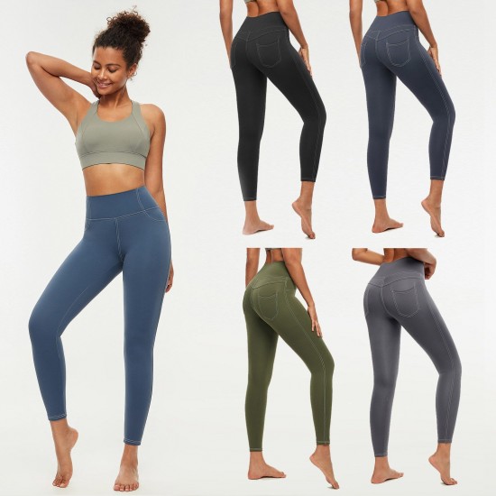 Women Leggings High Waist Back Pocket Quick-dry Moisture-wicking Tight Slimming Pants Running Fitness Workout Yoga Pants