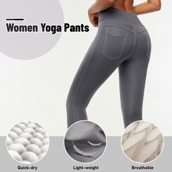 Women Leggings High Waist Back Pocket Quick-dry Moisture-wicking Tight Slimming Pants Running Fitness Workout Yoga Pants