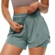 2 in 1 Women Sport Shorts Elastic Waist Quick Dry Gym Workout Yoga Short Pants