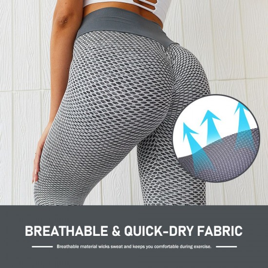 Women Leggings Anti Cellulite Butt Lifting High Waist Textured Elastic Yoga Pants Bubble Butt Sport Workout Tights