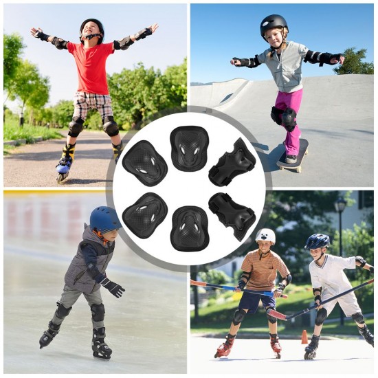 Kids Knee Pads Set 6 in 1 Protective Gear Kit Knee Elbow Pads with Wrist Guards Children Sports Safety Protection Pads for Cycling Roller Skating