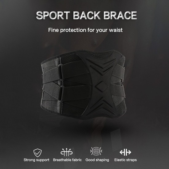 Men Women Back Brace Quick Fastening Tape Breathable Running Yoga Fitness Back Support