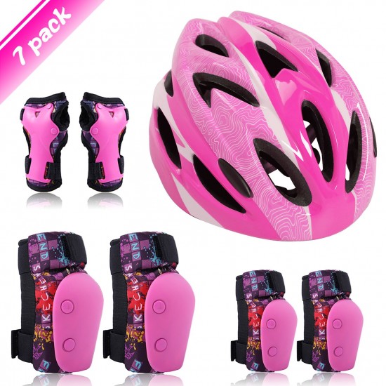 7 in 1 Kids Bike Helmet Pads Adjustable Protective Skateboard Helmet Children Sports Protective Gear Set