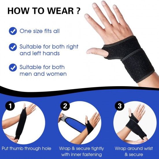 Wrist Support Brace Wrist Stabilizer Adjustable Wrist Bandages Protector Left and Right Hand Wrist Wraps for Fitness Office Pain Relief