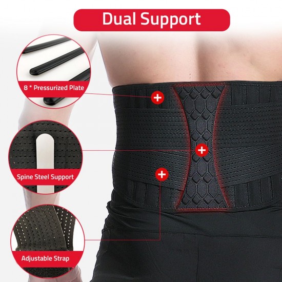 Sports Back Support Brace Breathable Waist Support Belt Adjustable Pain Relief Belt Waist Protective Belt