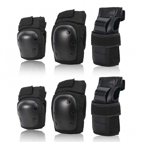 6Pcs/Set 2 Wrist Guards + 2 Elbow Pads + 2 Knee Pads Thicken Shell Impact Resistance Outdoor Sports All-around Protection