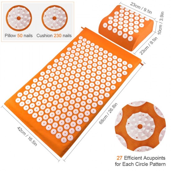 Acupuncture Mat Pillow Set Acupressure Mat Cushion Massage Pillow Pad for Full Body Massage Cushion