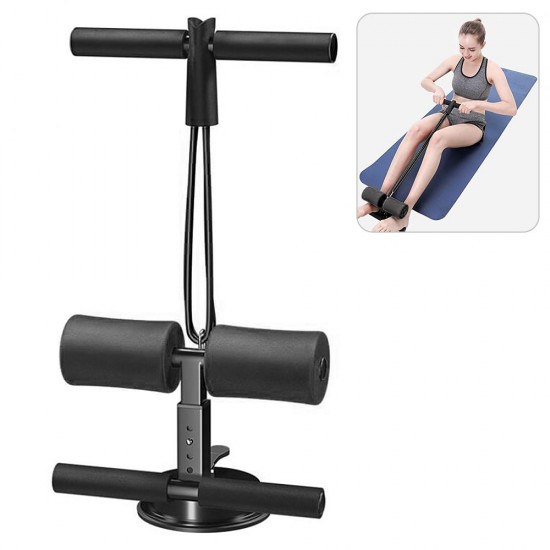 Portable Suction Sit Up Bar with Elastic Tension Rope 4 Adjustable Heights Push Up Trainer Muscle Training Equipment