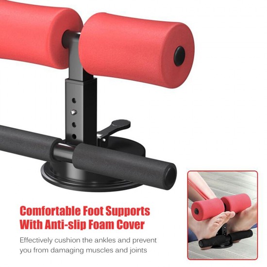 Portable Suction Sit Up Bar with Elastic Tension Rope 4 Adjustable Heights Push Up Trainer Muscle Training Equipment