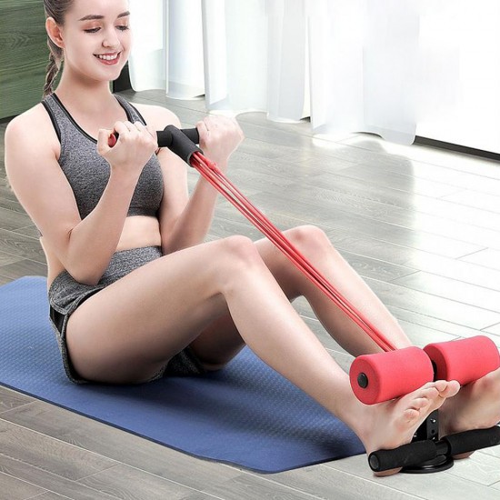 Portable Suction Sit Up Bar with Elastic Tension Rope 4 Adjustable Heights Push Up Trainer Muscle Training Equipment