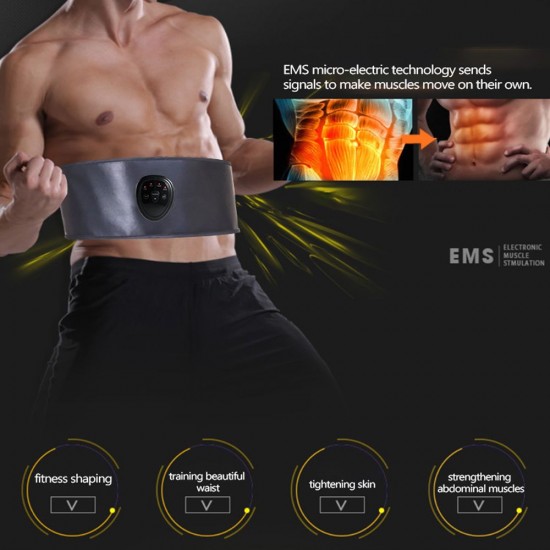 Intelligent Unisex EMS Fitness Trainer Belt Electrical Muscle Stimulator Abdominal Muscle Sticker Home Muscle Training Device