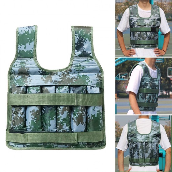 Max Loading 50kg Adjustable Weighted Vest Weight Jacket Oxford Exercise Weight Loading Cloth Strength Training (Empty)